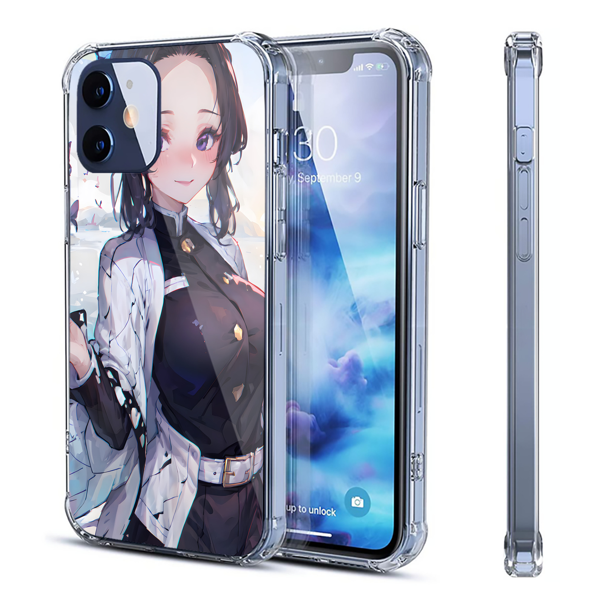 （画像用） 鬼滅の刃（きめつのやいば）蟲柱-胡蝶 しのぶ／こちょう しのぶ Kochou Shinobu 【iPhone 12シリーズ対応】透明スマホケース（クリアソフトケース）